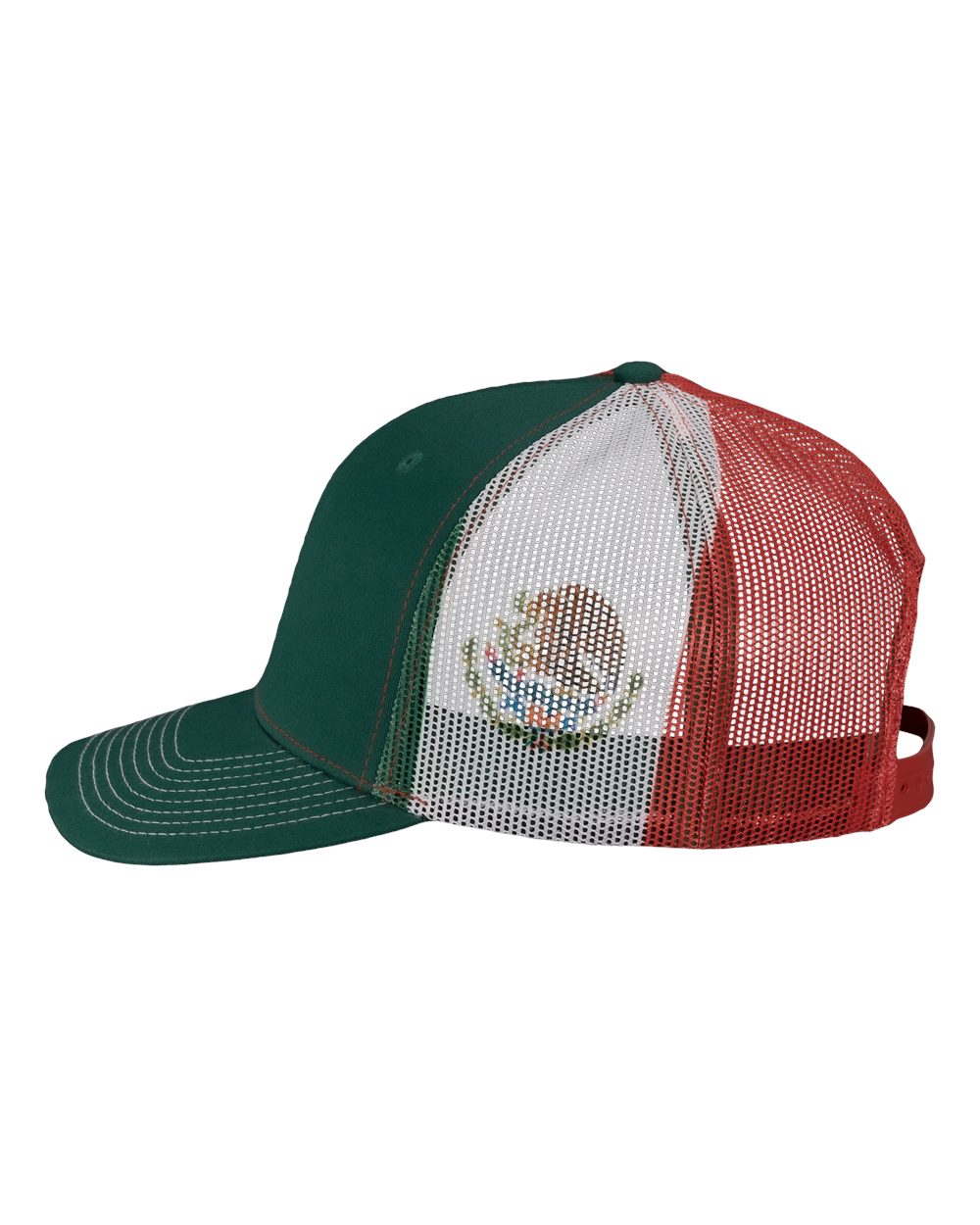 Printed Mesh Trucker Cap - DirectSide - B93195410 - Dark Green/ Red/ Mexico Flag