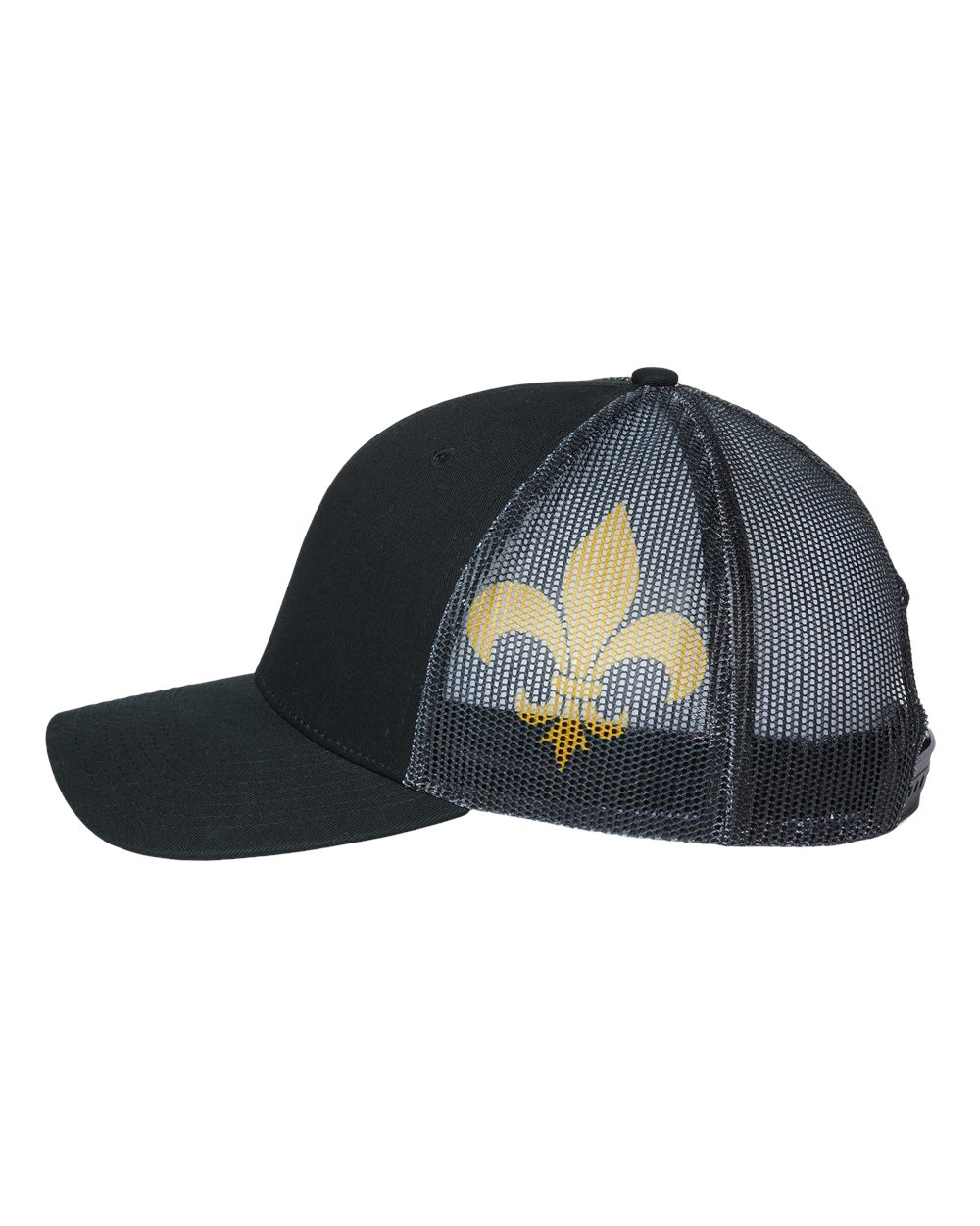 Printed Mesh Trucker Cap - DirectSide - B93195510 - Black/ Black/ Fleur De Lis