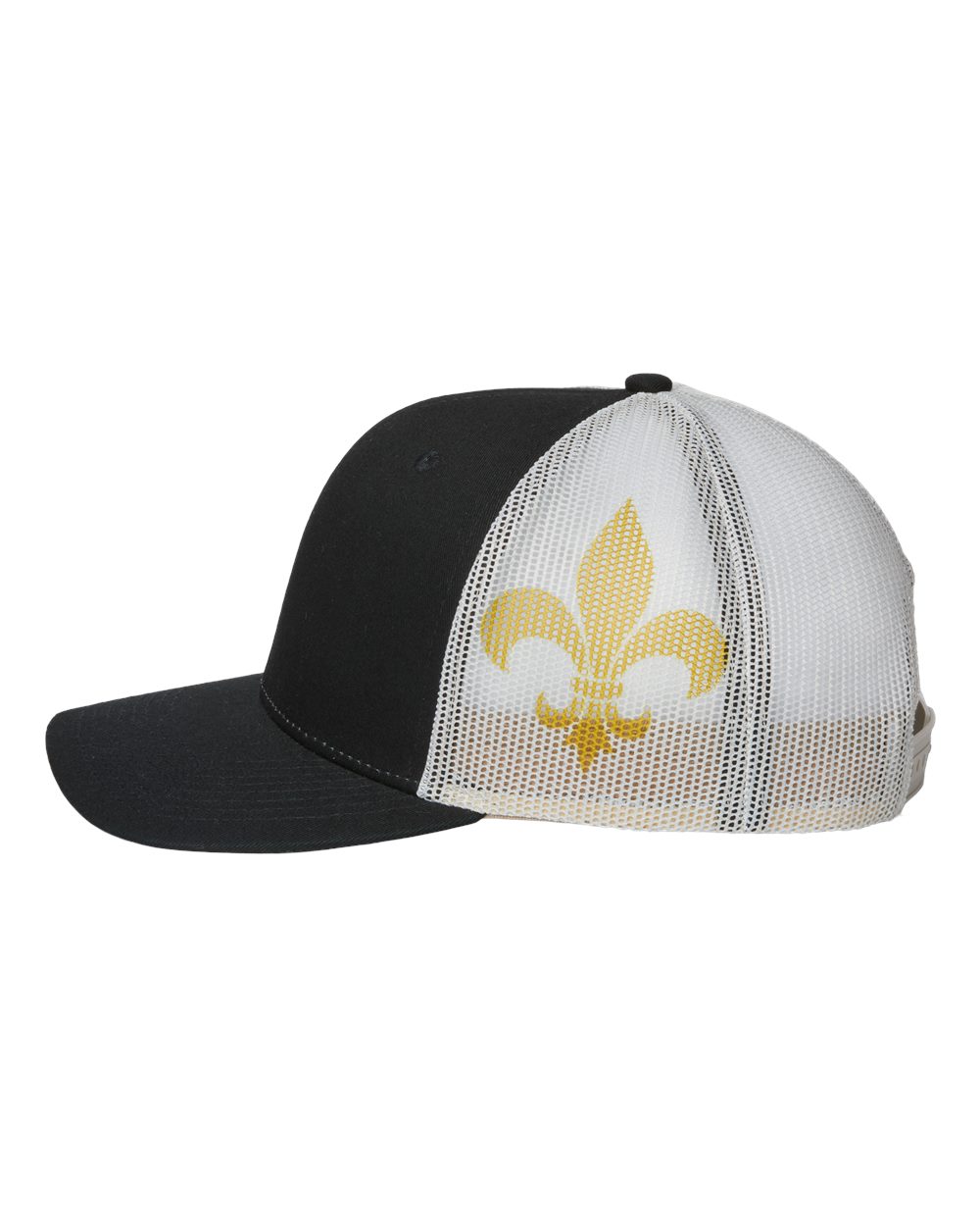 Printed Mesh Trucker Cap - DirectSide - B93195520 - Black/ Vegas Gold/ Fleur De Lis