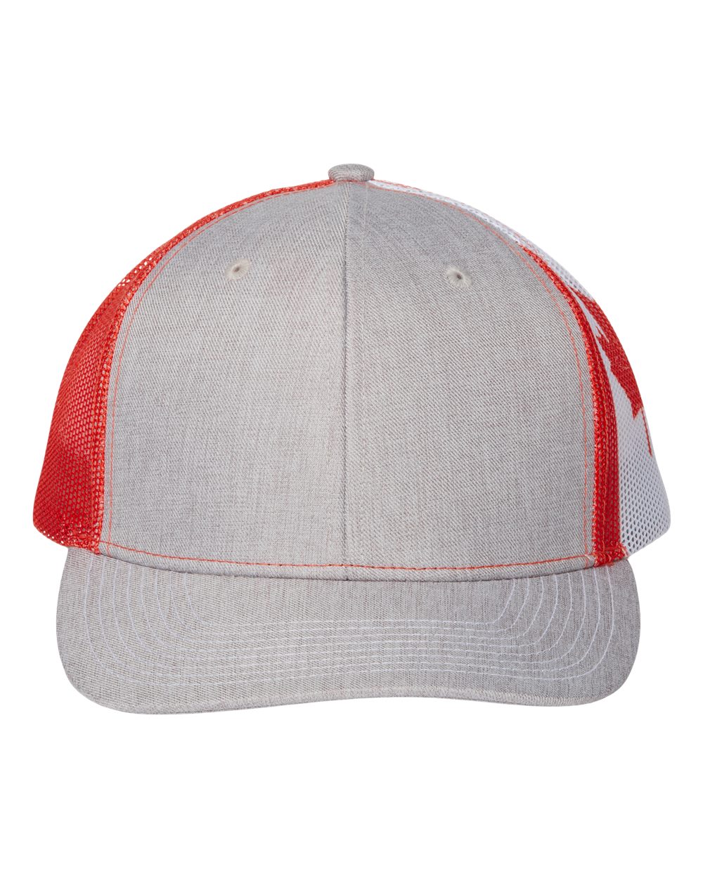 Printed Mesh Trucker Cap - Front - B93195120 - Heather Grey/ Canada Flag
