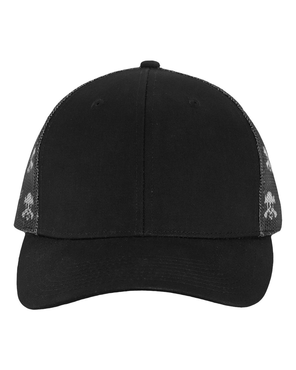 Printed Mesh Trucker Cap - Front - B93195400 - Black/ Black/ Skull