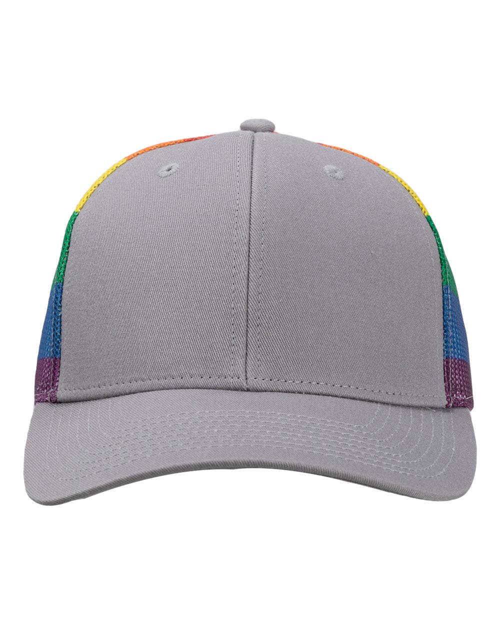 Printed Mesh Trucker Cap - Front - B93195420 - Grey/ Rainbow