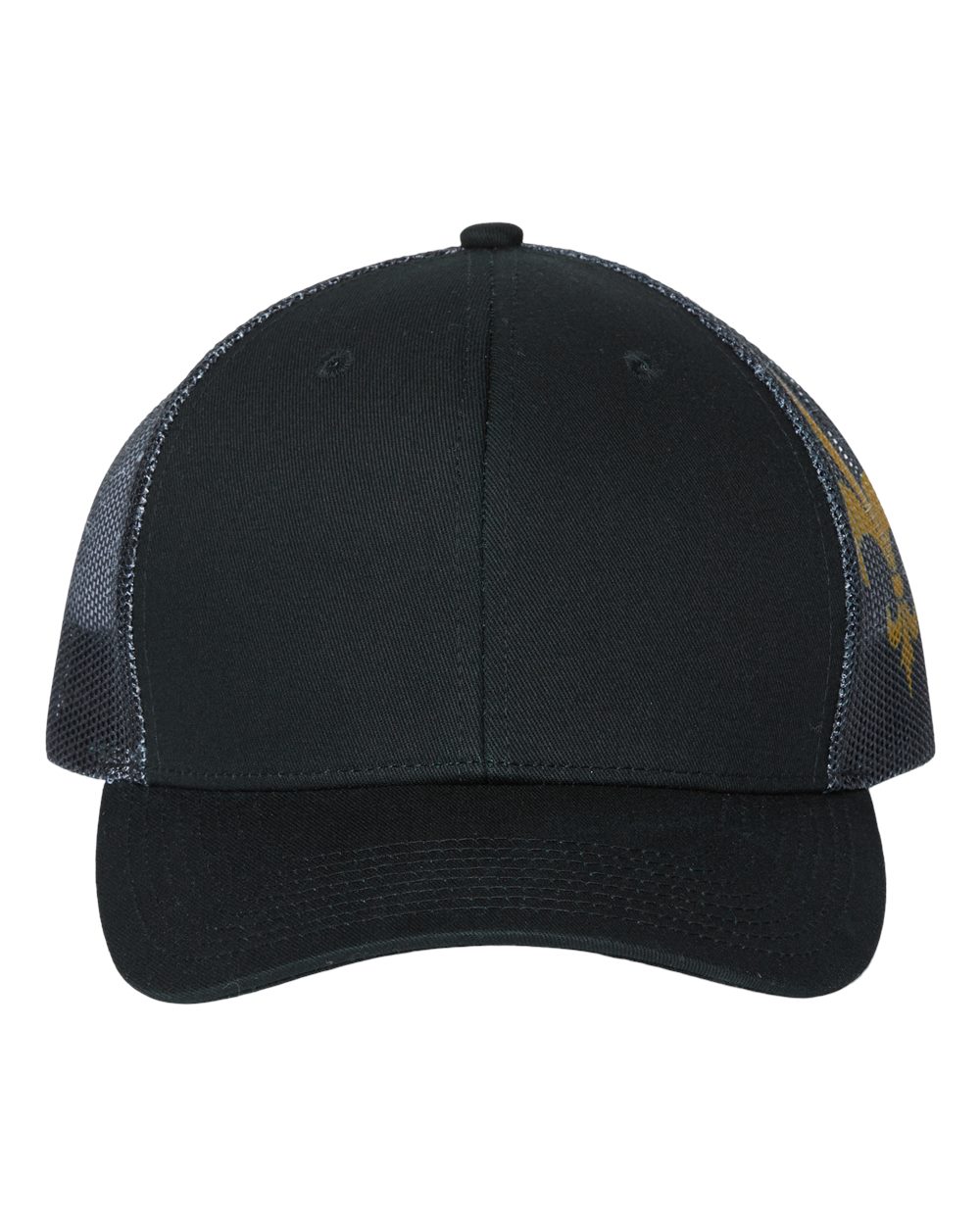 Printed Mesh Trucker Cap - Front - B93195510 - Black/ Black/ Fleur De Lis