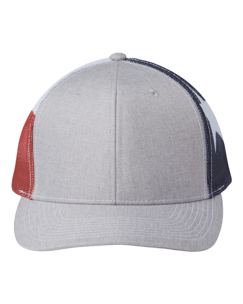 Printed Mesh Trucker Cap - Front - B93195590 - Heather Grey/ Texas Flag