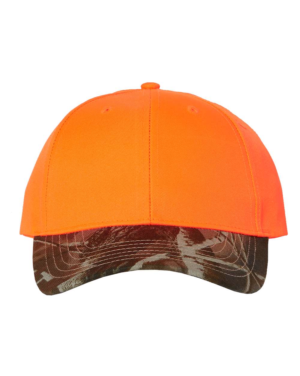 Solid Crown with Camo Bill Cap - Front - B76495330 - Blaze/ Realtree Hardwoods