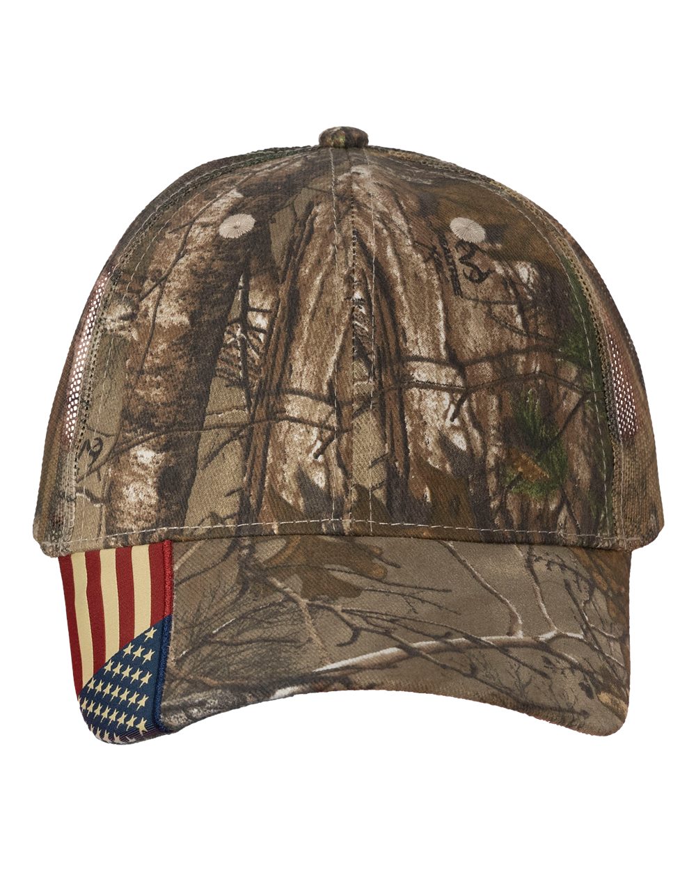 Camo Woven USA Flag Mesh Cap - Front - B30995980 - Xtra/ Xtra/ USA Flag Mesh