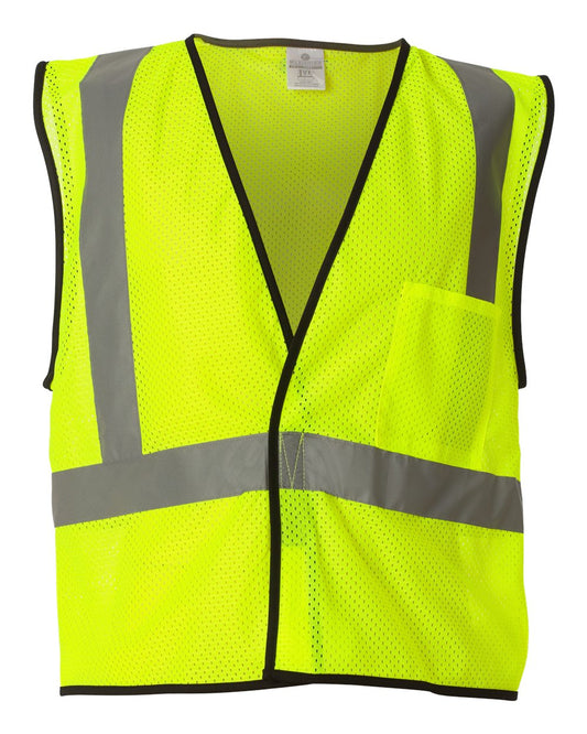 Unisex Economy Single Pocket Hook-and-Loop Mesh Vest - Front - B86229173 - Lime