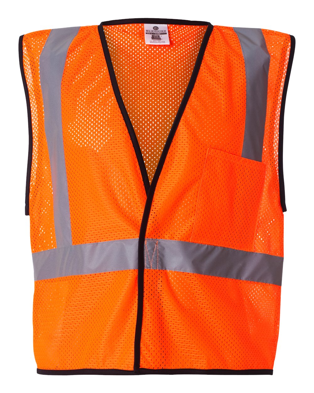 Unisex Economy Single Pocket Hook-and-Loop Mesh Vest - Front - B86229663 - Orange