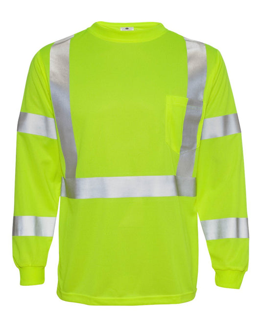Unisex Long Sleeve Class 3 T-Shirt - Front - B87929173 - Lime