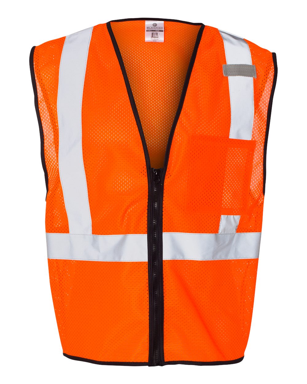 Unisex Single Pocket Zipper Mesh Class 2 Vest - Front - B65929663 - Orange