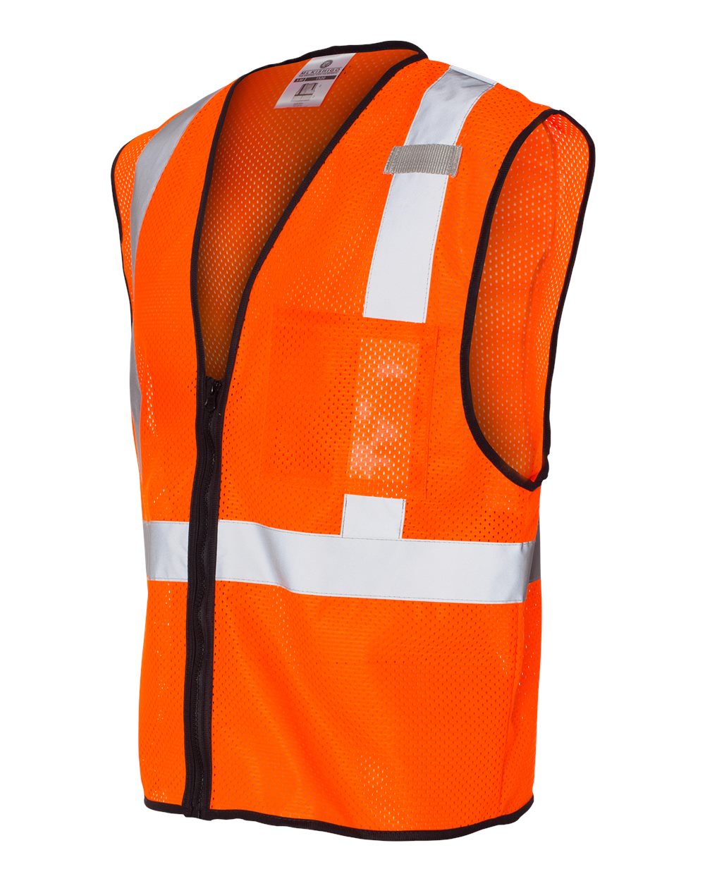 Unisex Single Pocket Zipper Mesh Class 2 Vest - Side - B65929663 - Orange