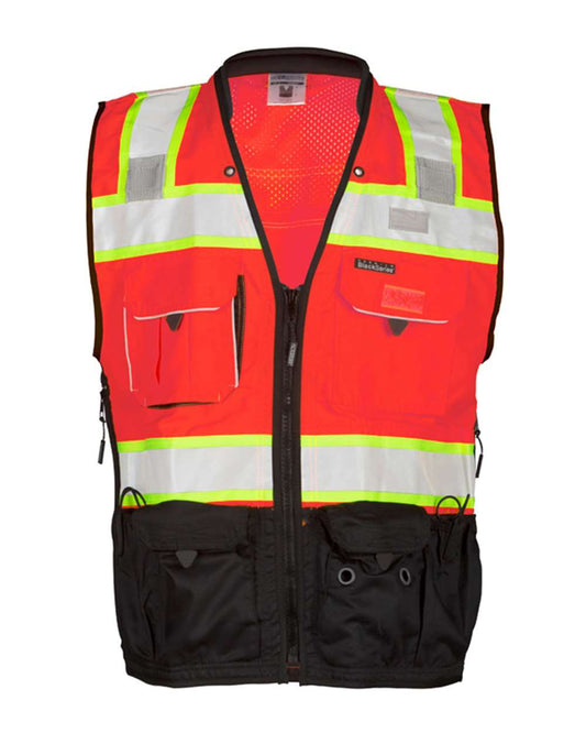 Unisex Premium Black Series® Surveyors Vest - Front - B63629703 - Fluorescent Red (S5702)