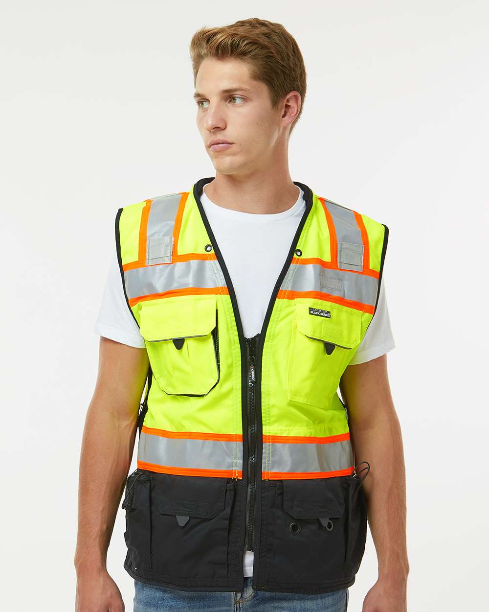 Unisex Premium Black Series® Surveyors Vest - OnModelFront - B63629173 - Lime