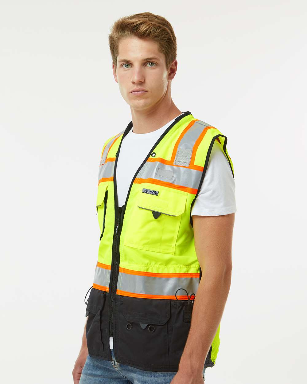 Unisex Premium Black Series® Surveyors Vest - OnModelSide - B63629173 - Lime