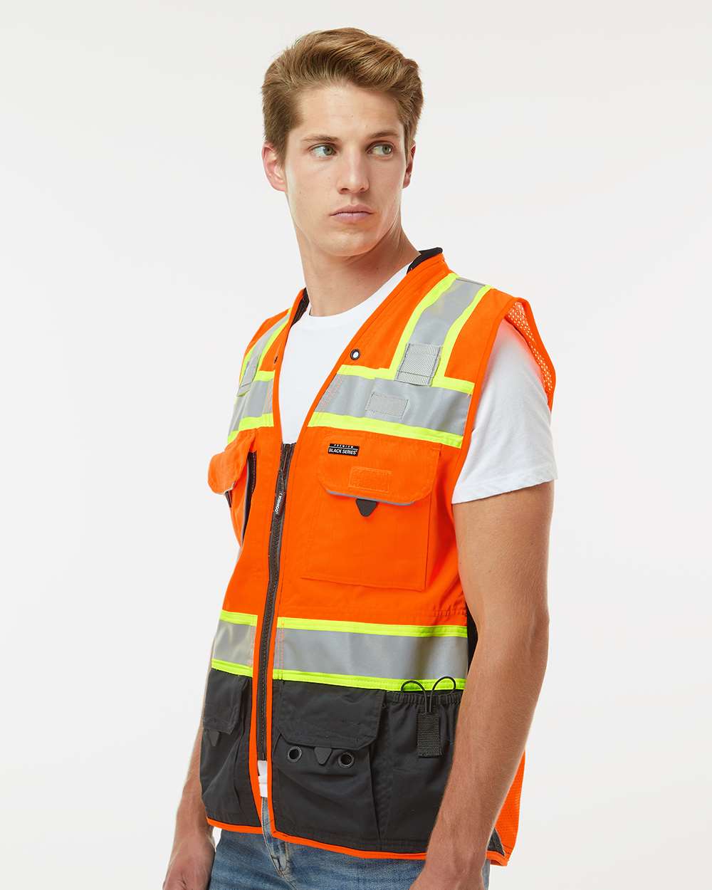 Unisex Premium Black Series® Surveyors Vest - OnModelSide - B63629663 - Orange