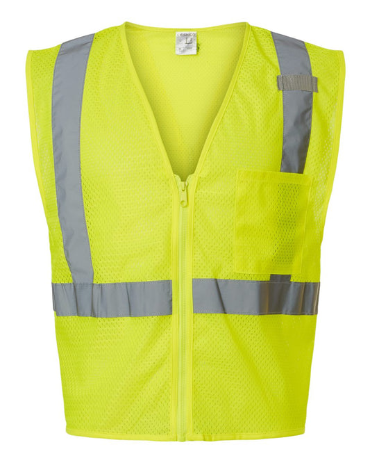 Unisex Single Pocket Zipper Mesh Vest - Front - B65229174 - Lime