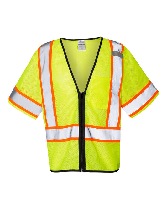 Unisex Class 3 Mesh Zippered Vest - Front - B61329173 - Lime