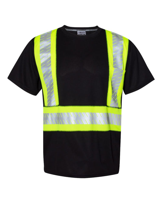 Unisex EV Series® Enhanced Visibility Contrast Pocket T-Shirt - Front - B88529174 - Black/ Lime - B200