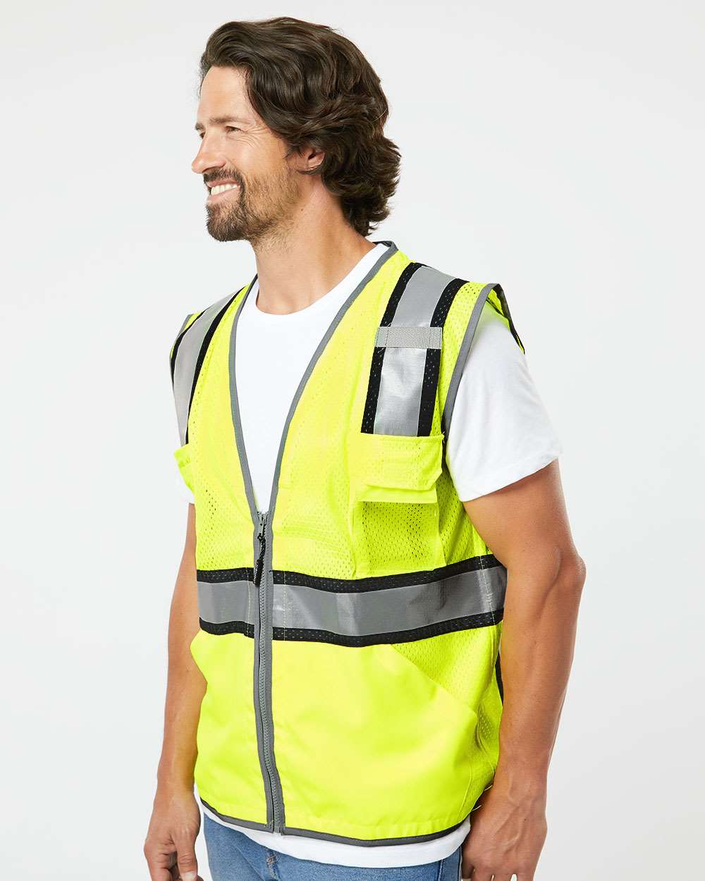 Unisex Premium Brilliant Series® Ultimate Reflective Vest - OnModelSide - B21029703 - Lime