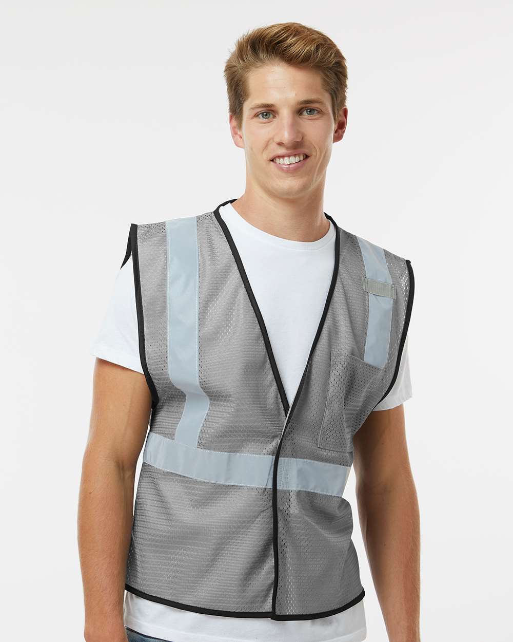 Unisex EV Series® Enhanced Visibility Non-ANSI Vest - OnModelFront - B68829583 - Grey - B131