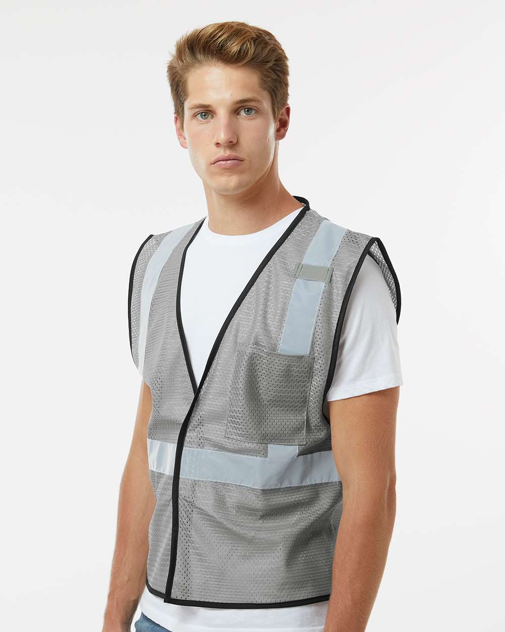 Unisex EV Series® Enhanced Visibility Non-ANSI Vest - OnModelSide - B68829583 - Grey - B131