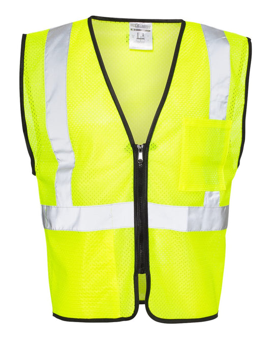 Unisex Double-Pocket Zippered Economy Class 2  Vest - Front - B15029173 - Lime