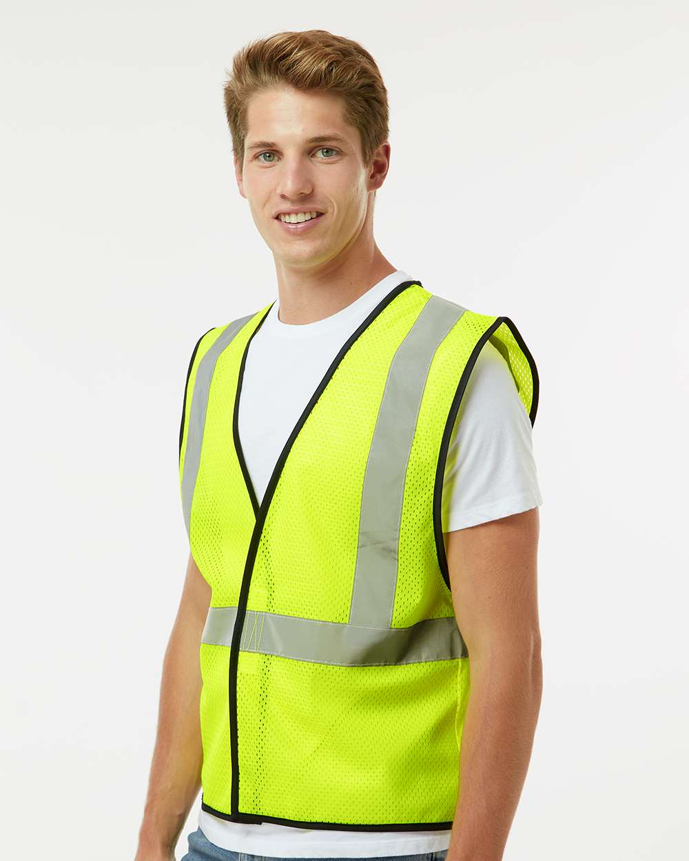 Unisex Hook-and-Loop Mesh Vest - OnModelSide - B15329173 - Lime