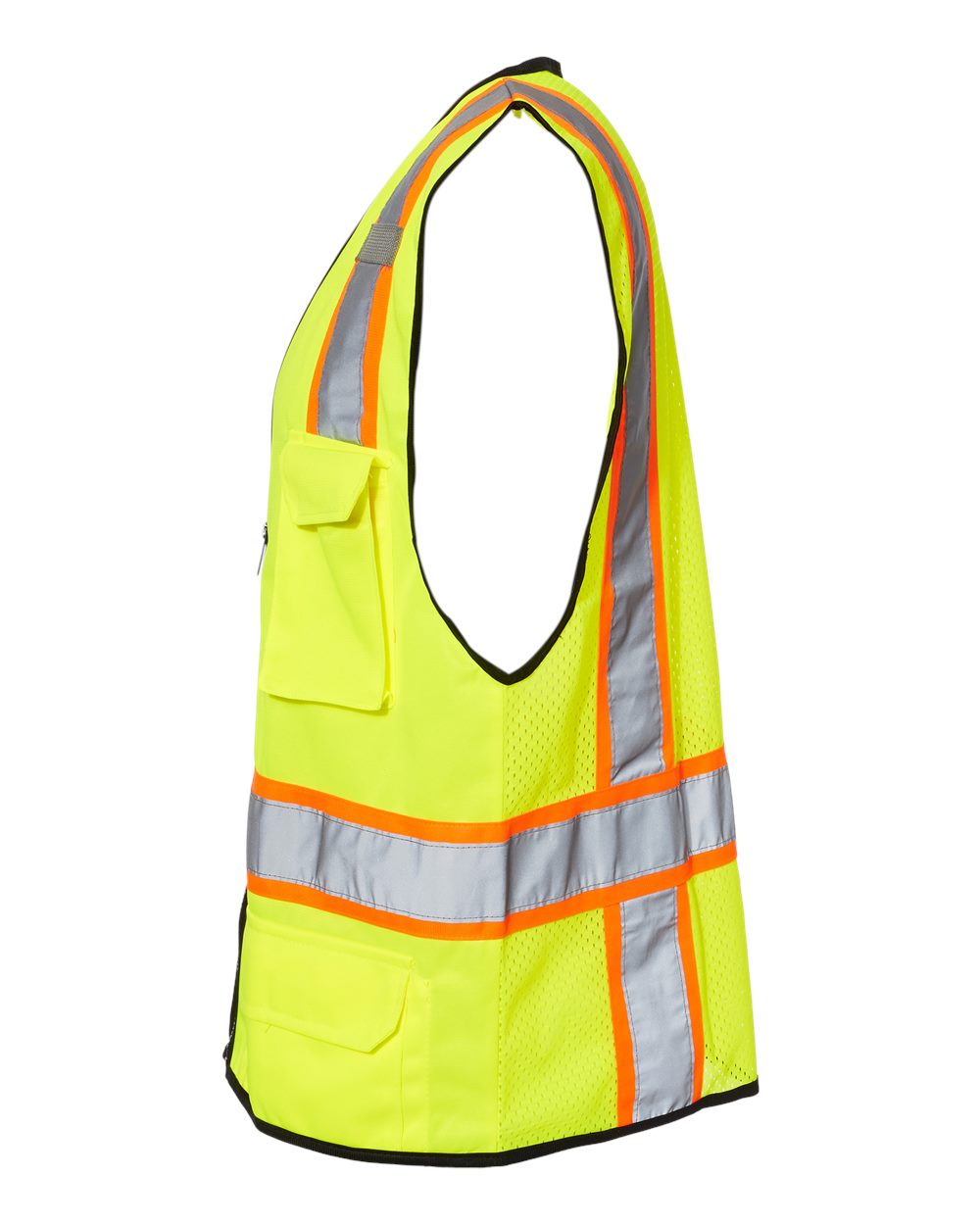 Unisex 6 Pocket Contrast Class 2 Vest - DirectSide - B03029173 - Lime