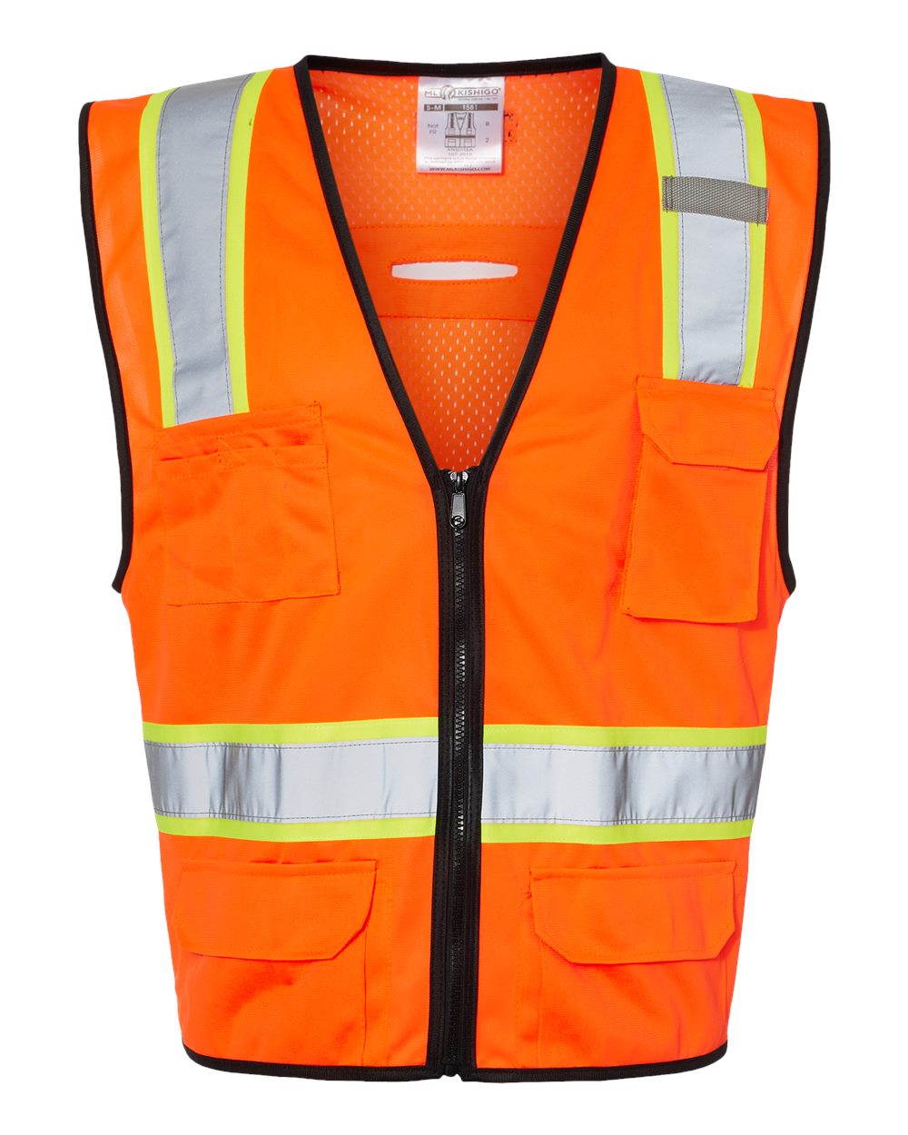 Unisex 6 Pocket Contrast Class 2 Vest - Front - B03029663 - Orange