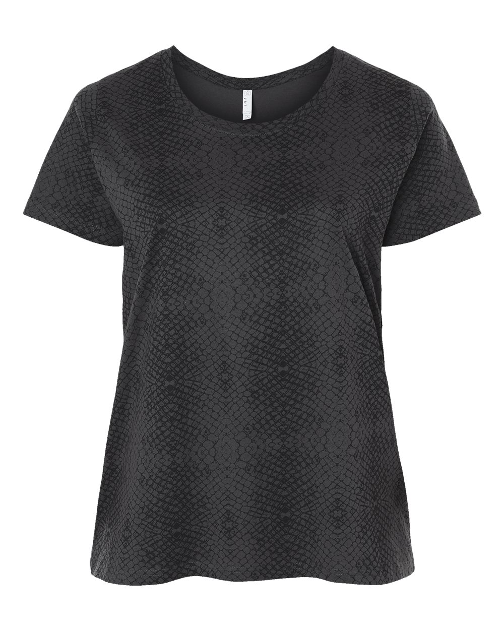 Women's Curvy Collection Fine Jersey Tee - Front - B04938972 - Black Reptile
