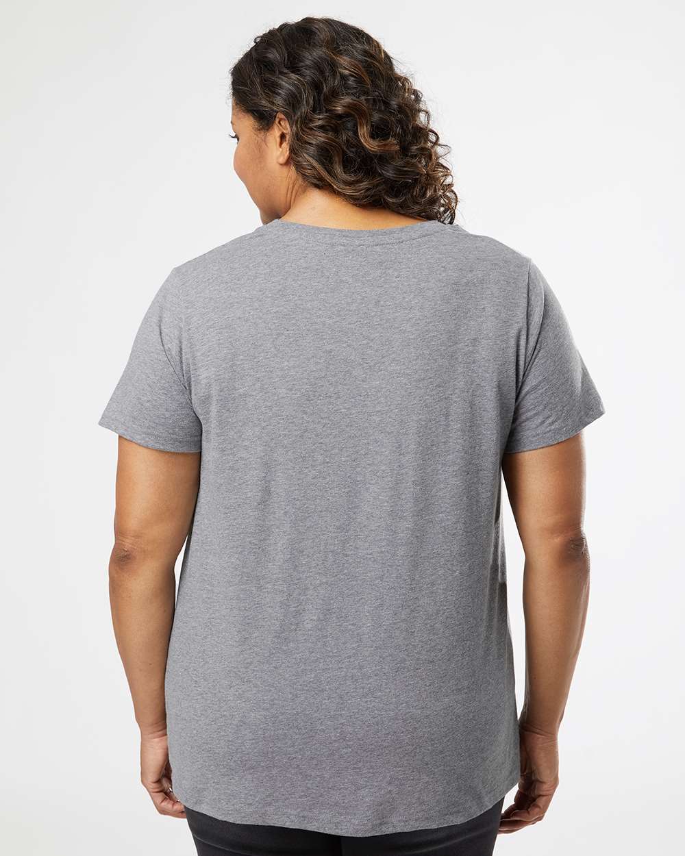 Women's Curvy Collection Fine Jersey Tee - OnModelBack - B04938132 - Granite Heather