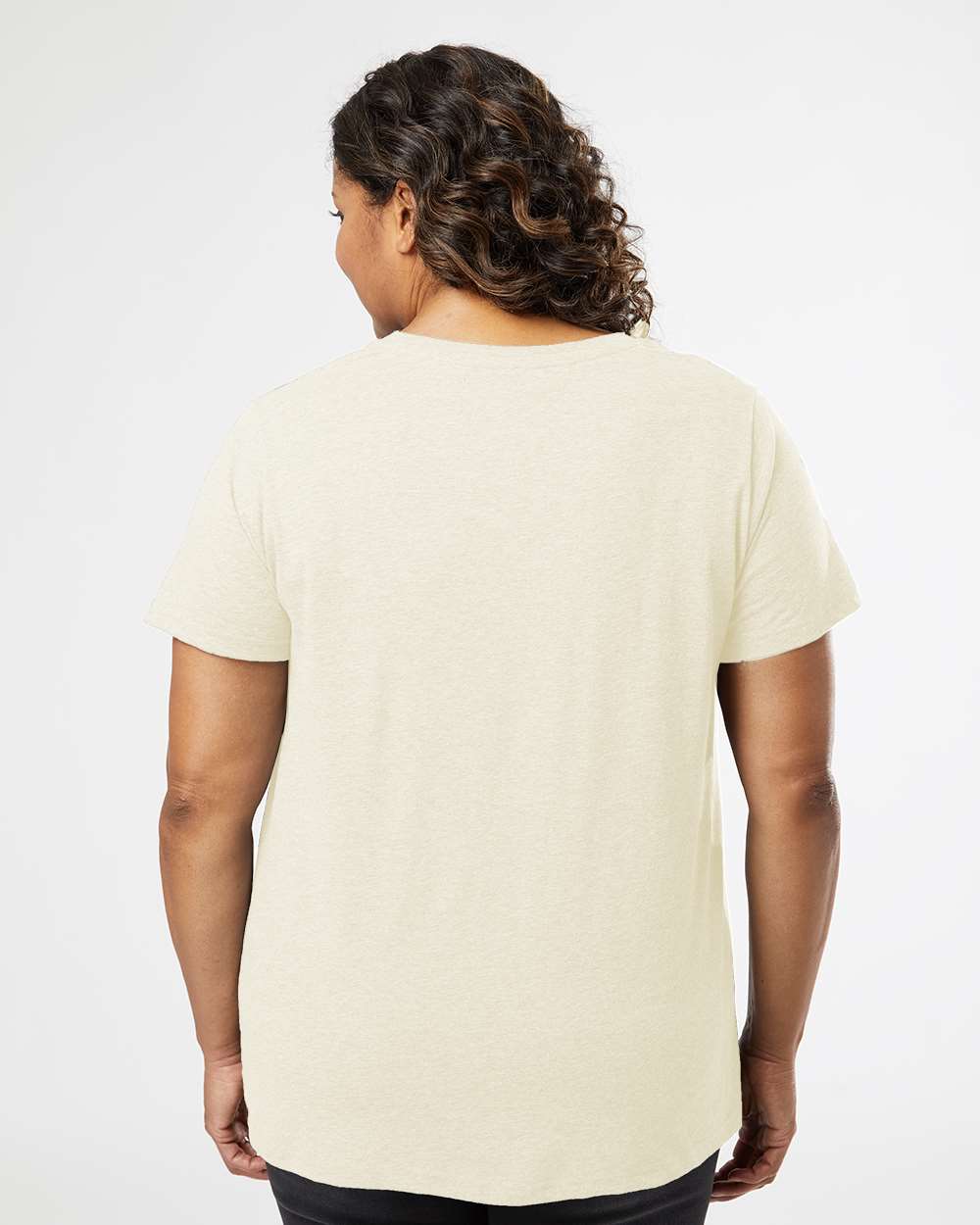 Women's Curvy Collection Fine Jersey Tee - OnModelBack - B04938242 - Natural Heather