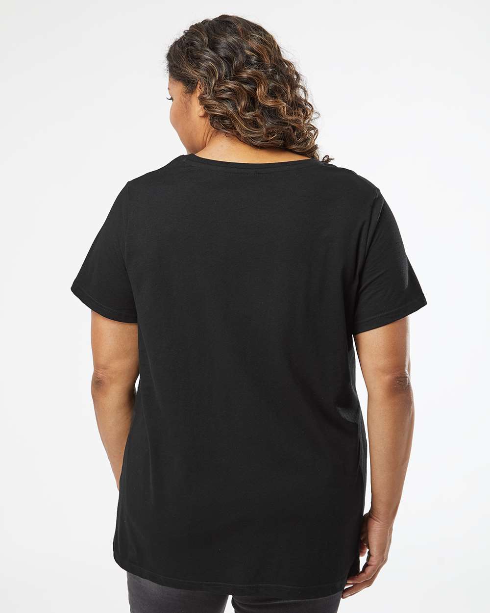 Women's Curvy Collection Fine Jersey Tee - OnModelBack - B04938502 - Blended Black
