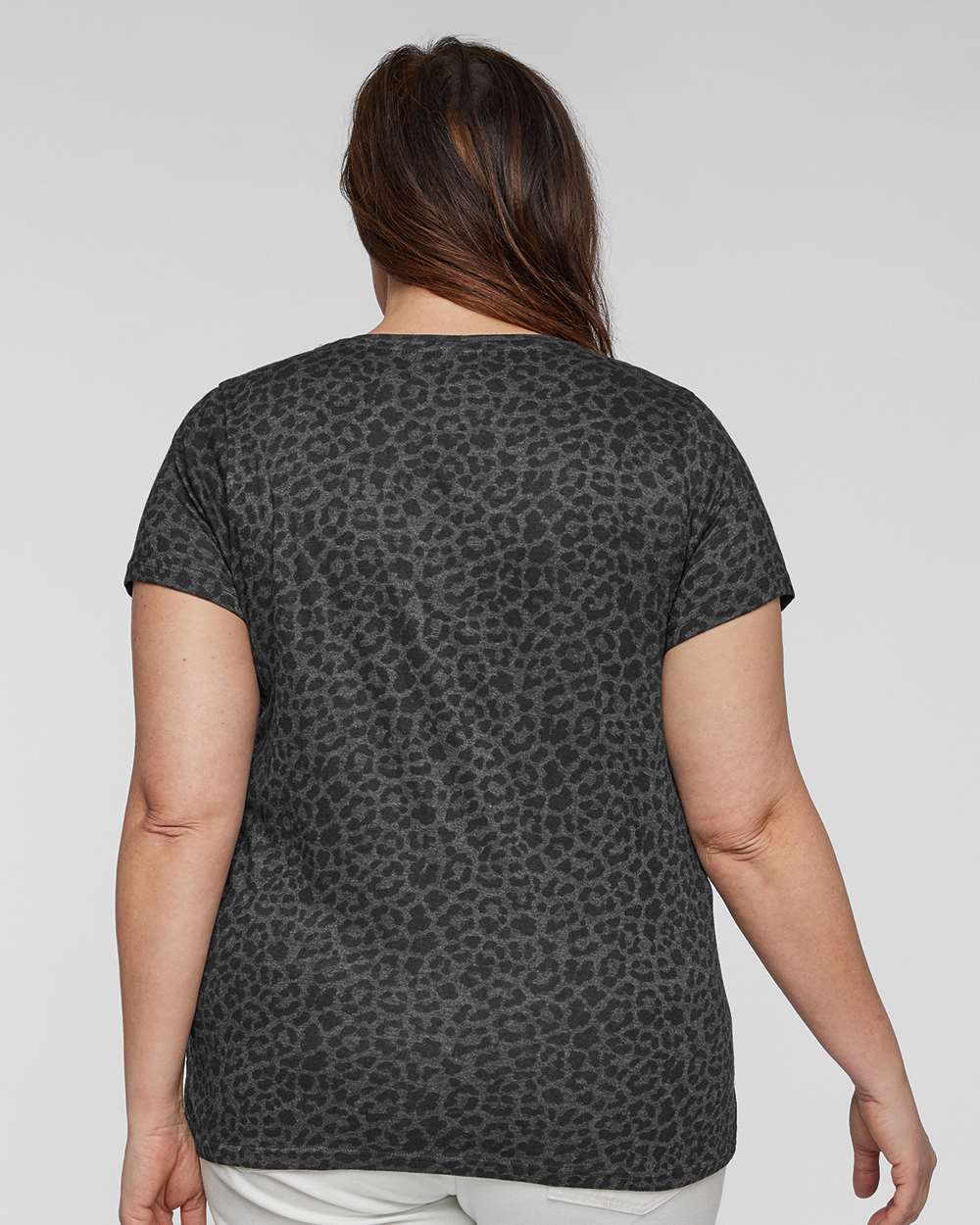 Women's Curvy Collection Fine Jersey Tee - OnModelBack - B04938512 - Black Leopard