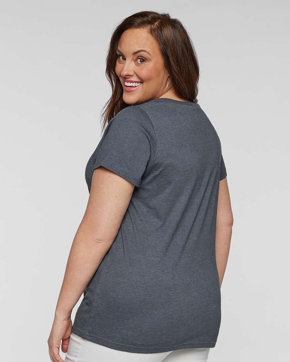 Women's Curvy Collection Fine Jersey Tee - OnModelBack - B04938652 - Vintage Denim