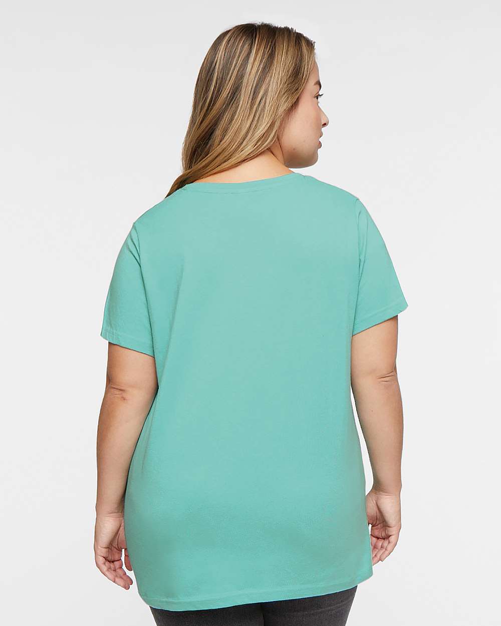Women's Curvy Collection Fine Jersey Tee - OnModelBack - B04938812 - Saltwater