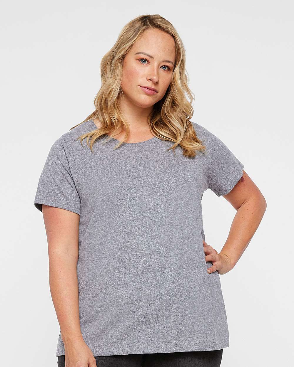 Women's Curvy Collection Fine Jersey Tee - OnModelFront - B04938022 - Heather
