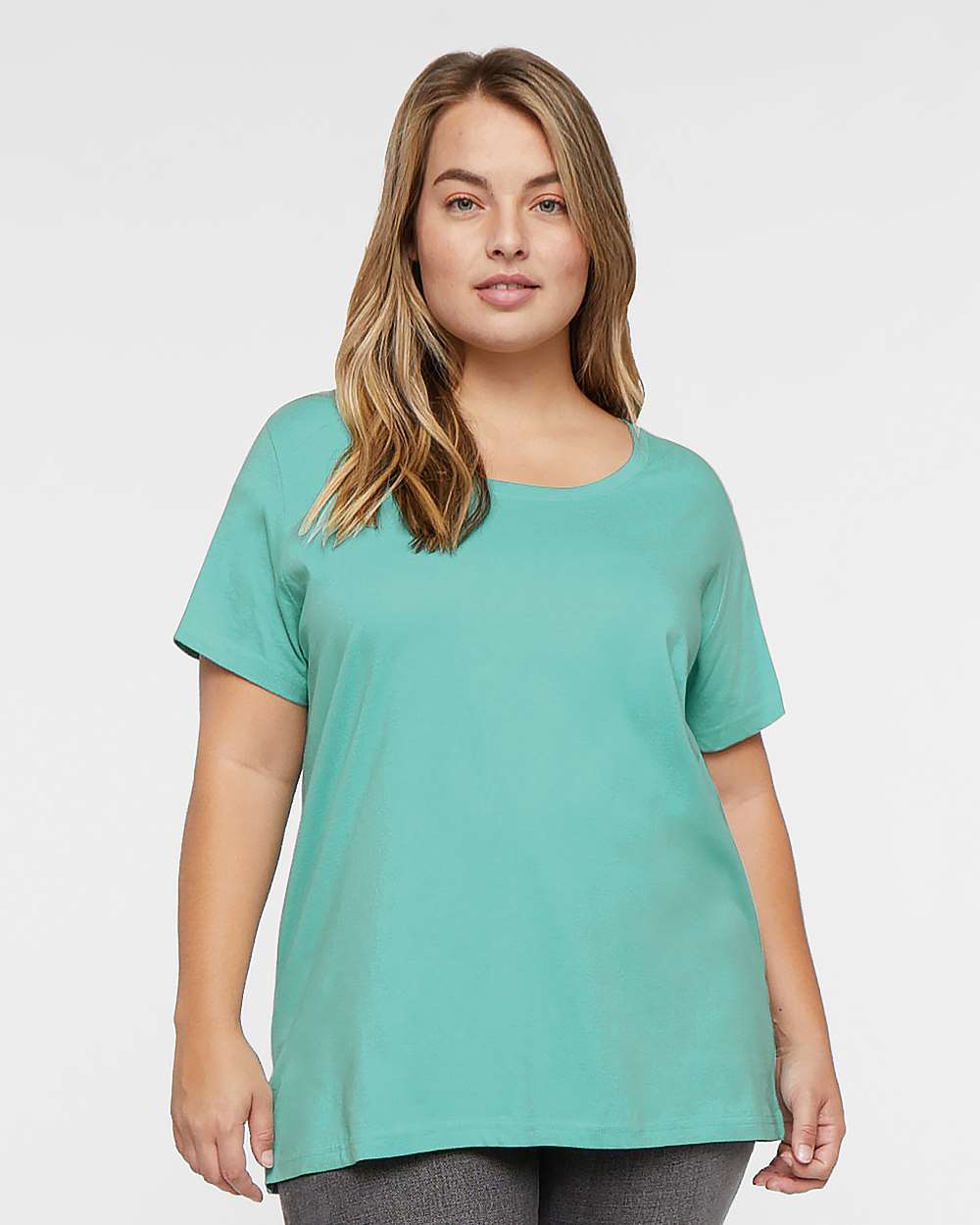 Women's Curvy Collection Fine Jersey Tee - OnModelFront - B04938812 - Saltwater