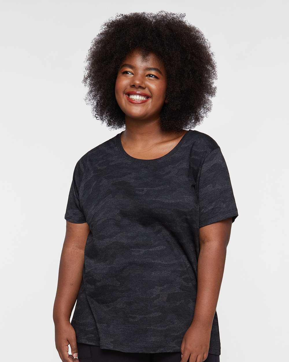 Women's Curvy Collection Fine Jersey Tee - OnModelFront - B04938962 - Storm Camo