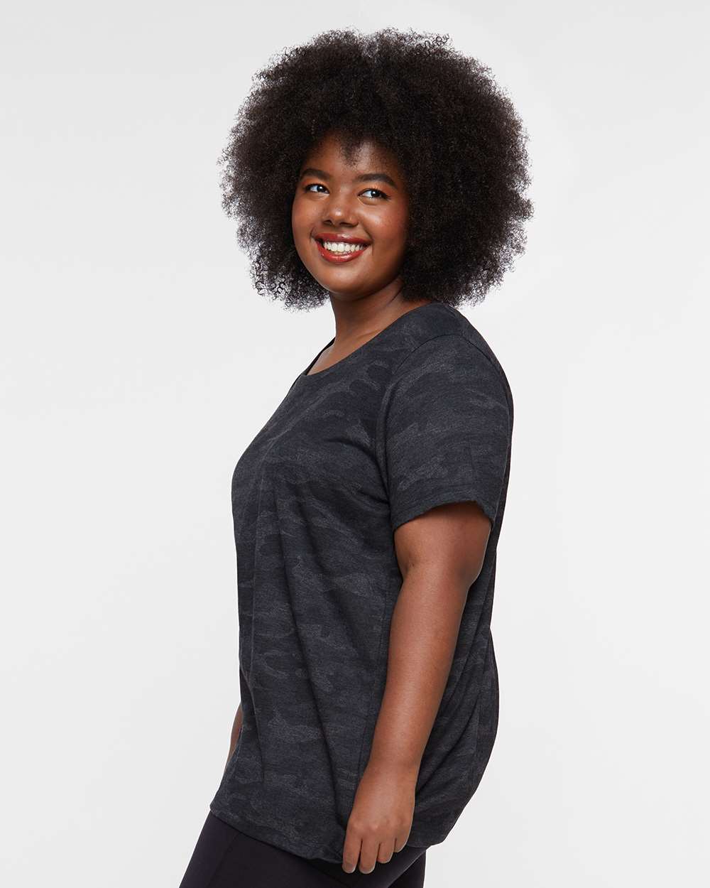 Women's Curvy Collection Fine Jersey Tee - OnModelSide - B04938962 - Storm Camo