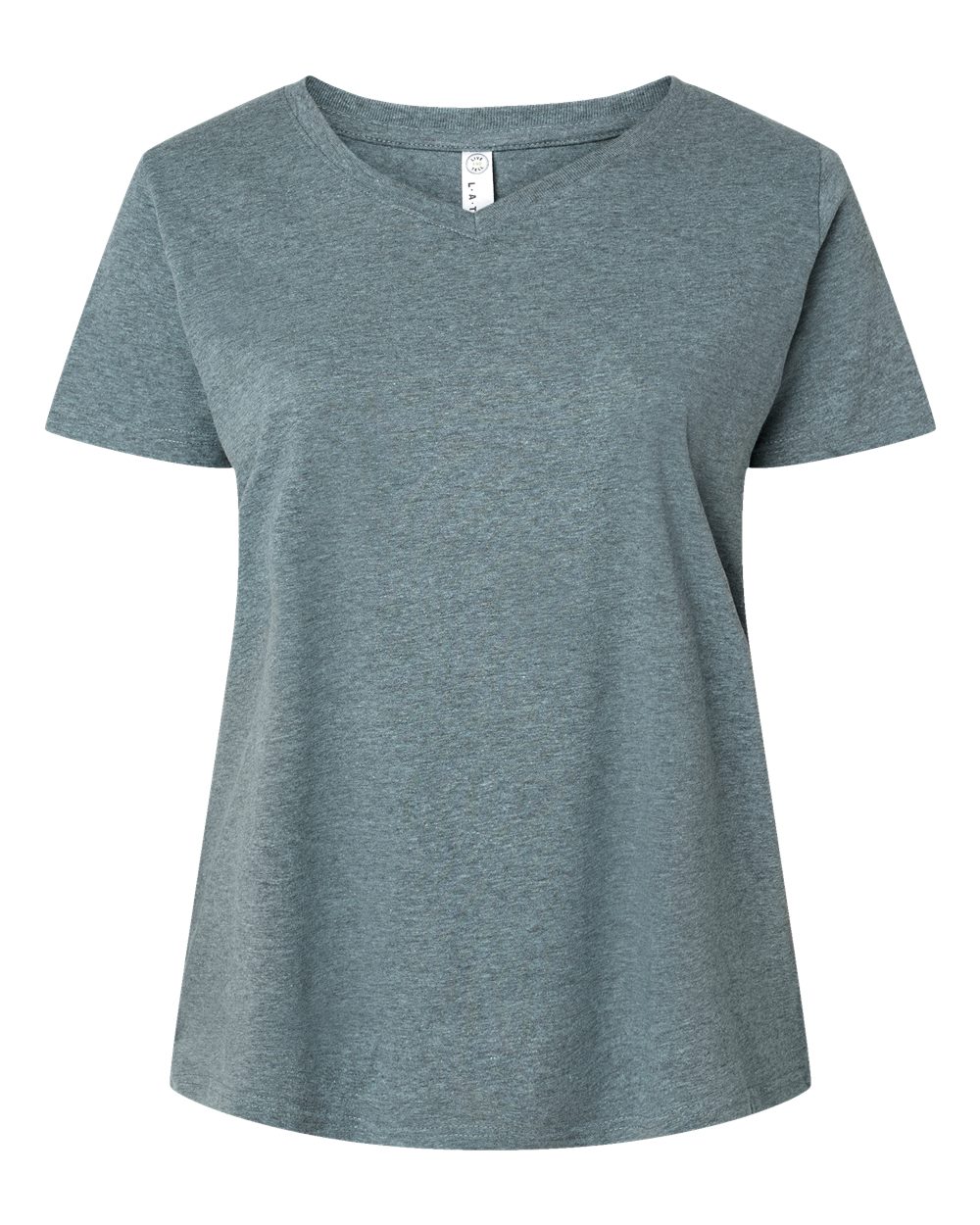 Women's Curvy Collection Fine Jersey V-Neck Tee - Front - B05038092 - Ice Blackout