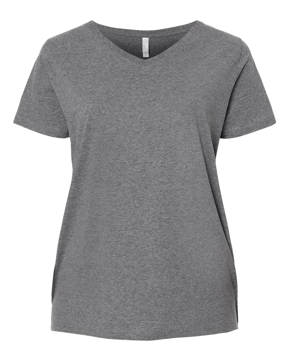 Women's Curvy Collection Fine Jersey V-Neck Tee - Front - B05038132 - Granite Heather