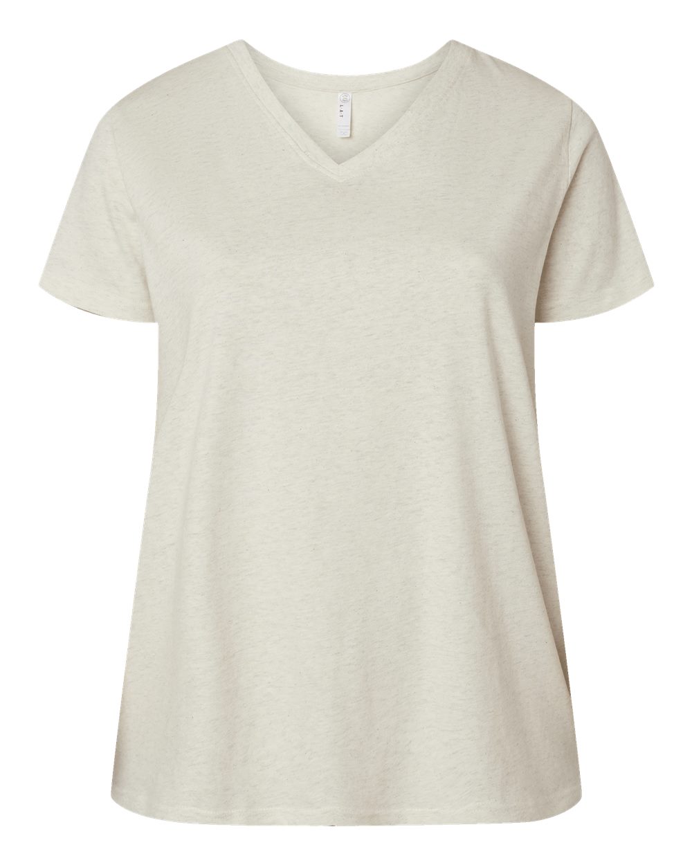 Women's Curvy Collection Fine Jersey V-Neck Tee - Front - B05038242 - Natural Heather