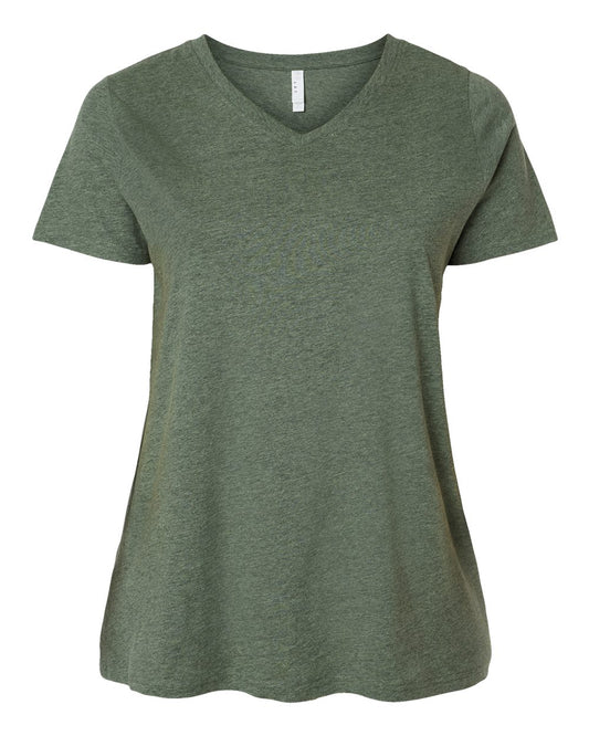 Women's Curvy Collection Fine Jersey V-Neck Tee - Front - B05038544 - Bamboo Blackout