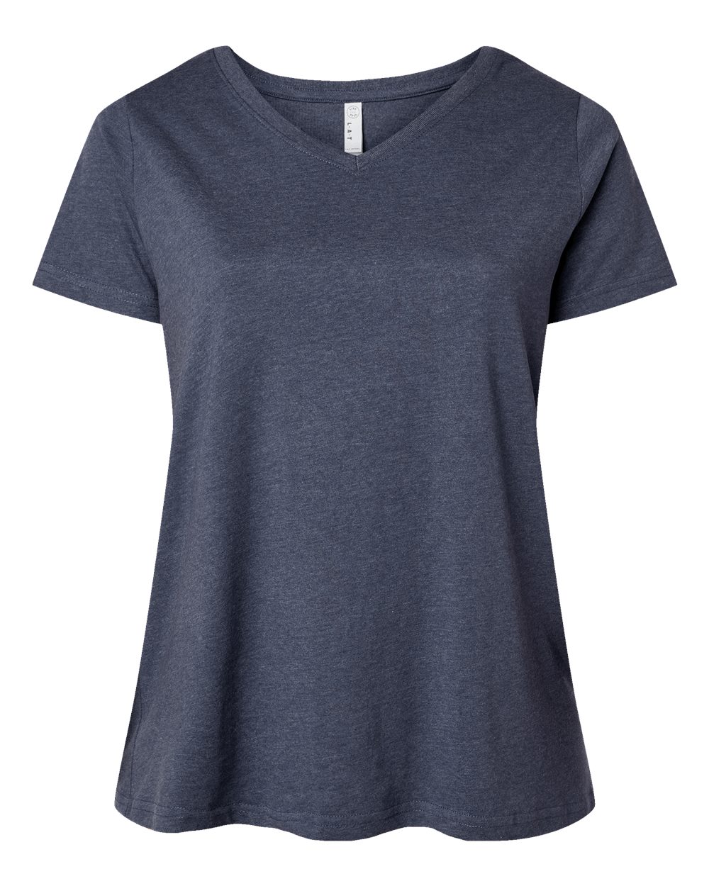 Women's Curvy Collection Fine Jersey V-Neck Tee - Front - B05038652 - Vintage Denim