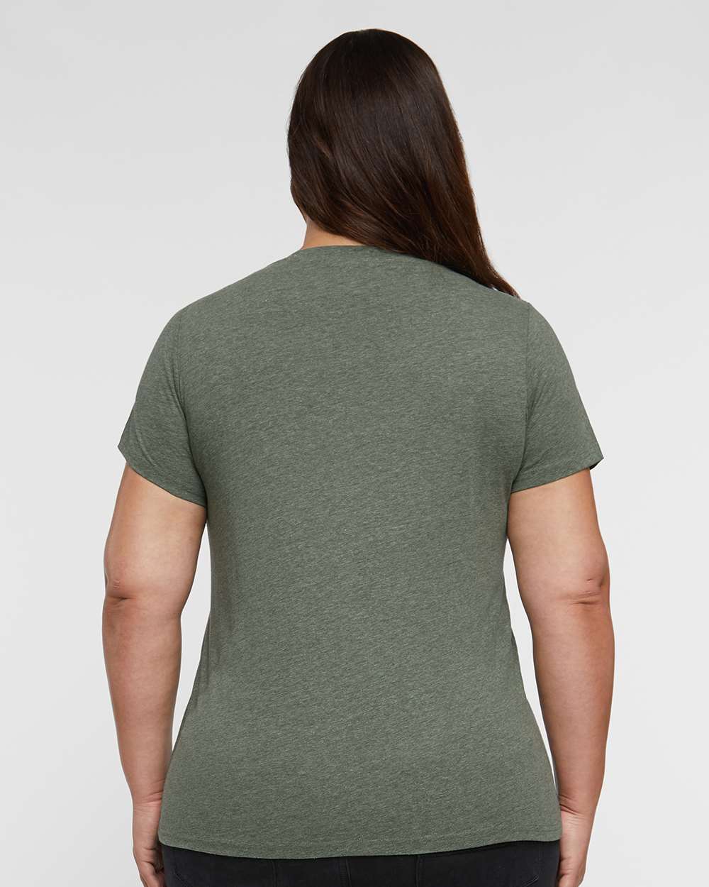 Women's Curvy Collection Fine Jersey V-Neck Tee - OnModelBack - B05038544 - Bamboo Blackout