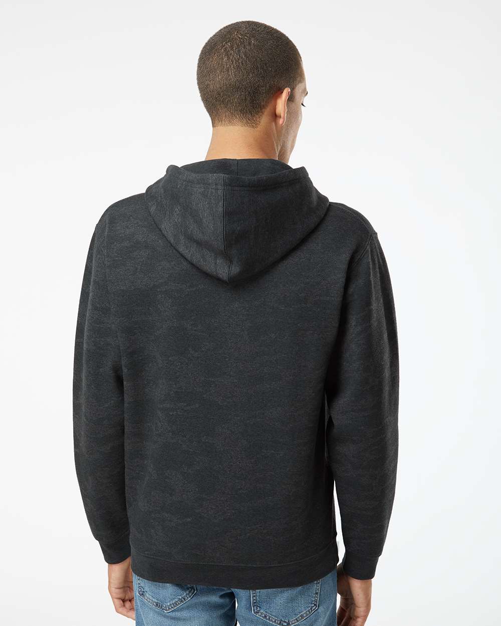 Unisex Elevated Fleece Hoodie Sweatshirt - OnModelBack - B06538983 - Storm Camo
