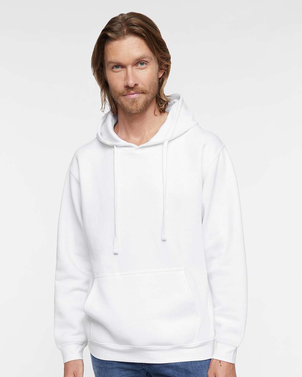 Unisex Elevated Fleece Hoodie Sweatshirt - OnModelFront - B06538003 - White