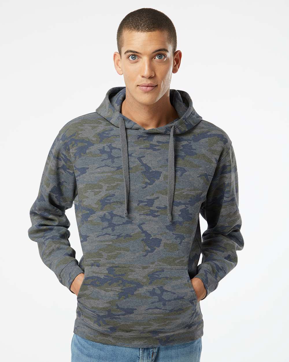 Unisex Elevated Fleece Hoodie Sweatshirt - OnModelFront - B06538113 - Vintage Camo