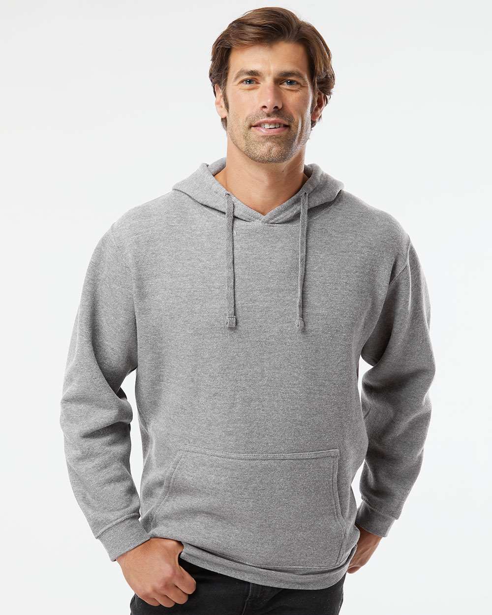 Unisex Elevated Fleece Hoodie Sweatshirt - OnModelFront - B06538133 - Granite Heather